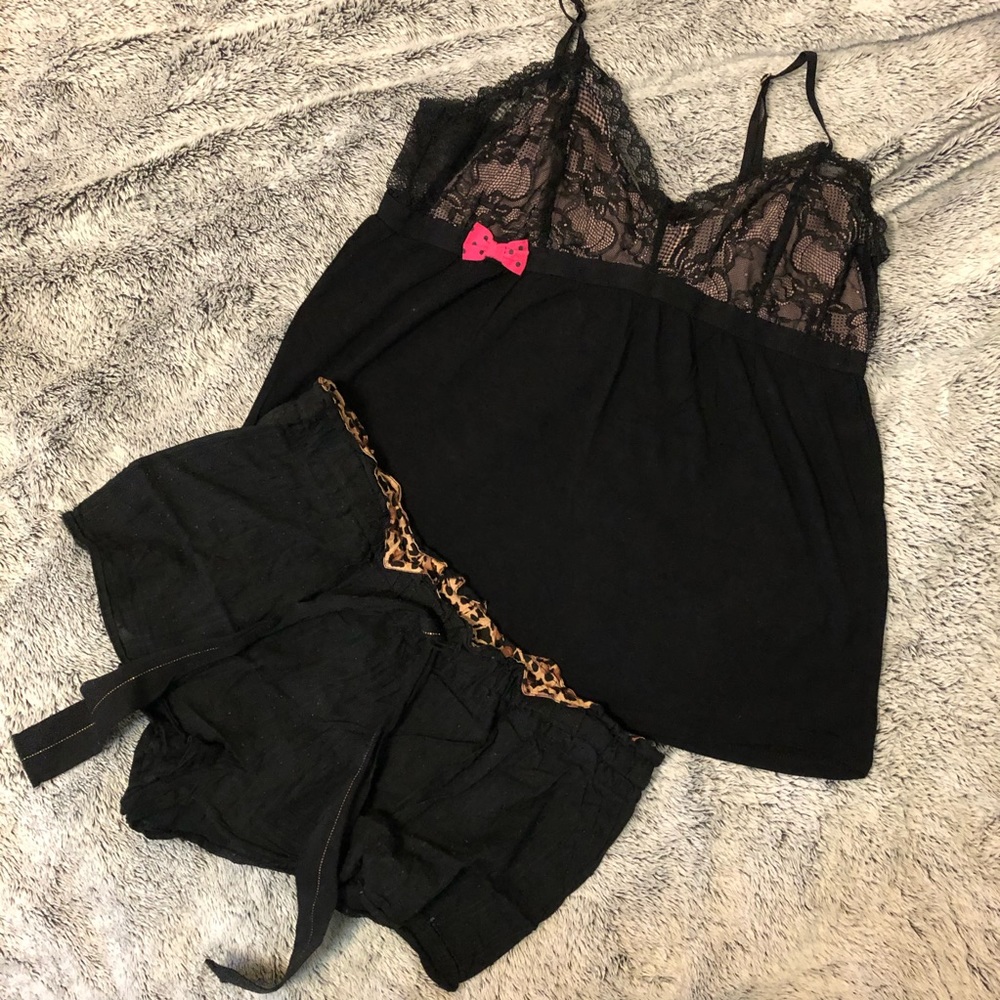 Undiz Black and Lace PJ with Pink Bow